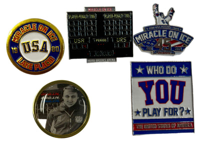 Miracle on Ice 1980 USA Hockey Team Official 5 Lapel Pin Collector Set