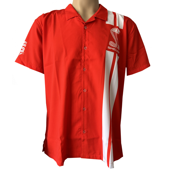 Shelby Cobra Stripe Camp Shirt - Red All Sizes