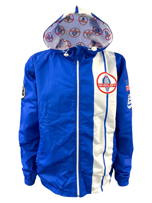 Carroll Shelby Shelby American Blue Two Stripe Waterproof Windbreaker