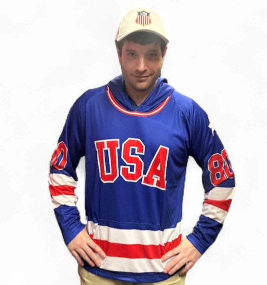 Miracle on Ice USA Hockey 1980 Lightweight Blue Hoodie