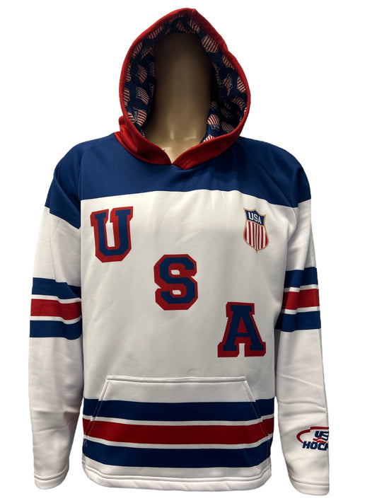 USA Hockey Throwback Jersey White Hoodie