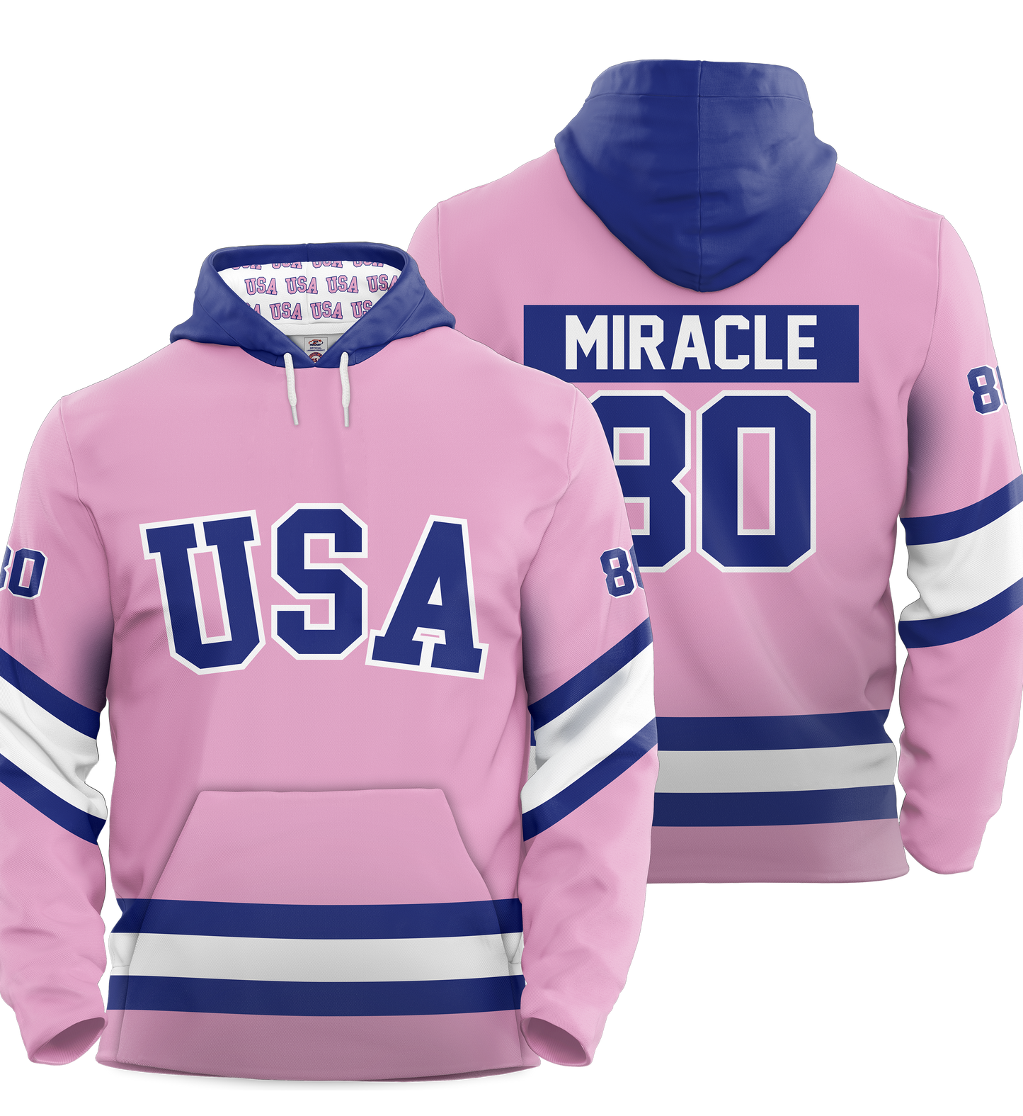 USA Hockey Miracle on Ice 1980 Authentic Hoodie Limited Edition Adult Pink