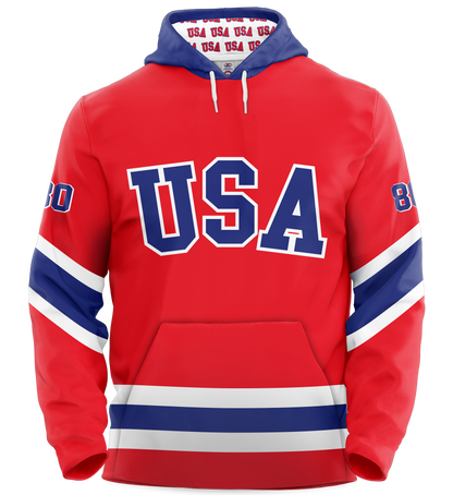 USA Hockey Miracle on Ice 1980 Authentic Hoodie Limited Edition Adult Red