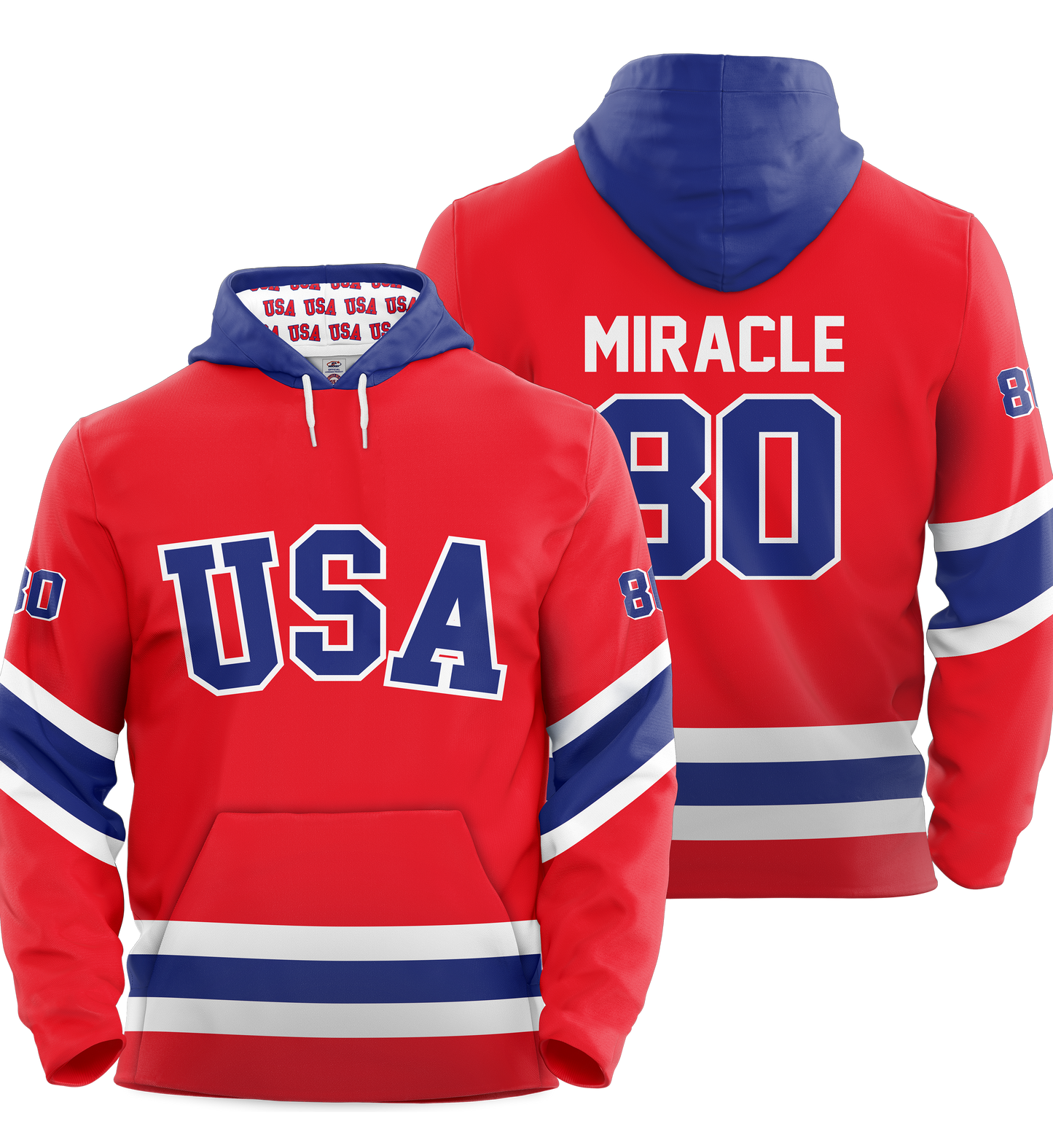 USA Hockey Miracle on Ice 1980 Authentic Hoodie Limited Edition Adult Red