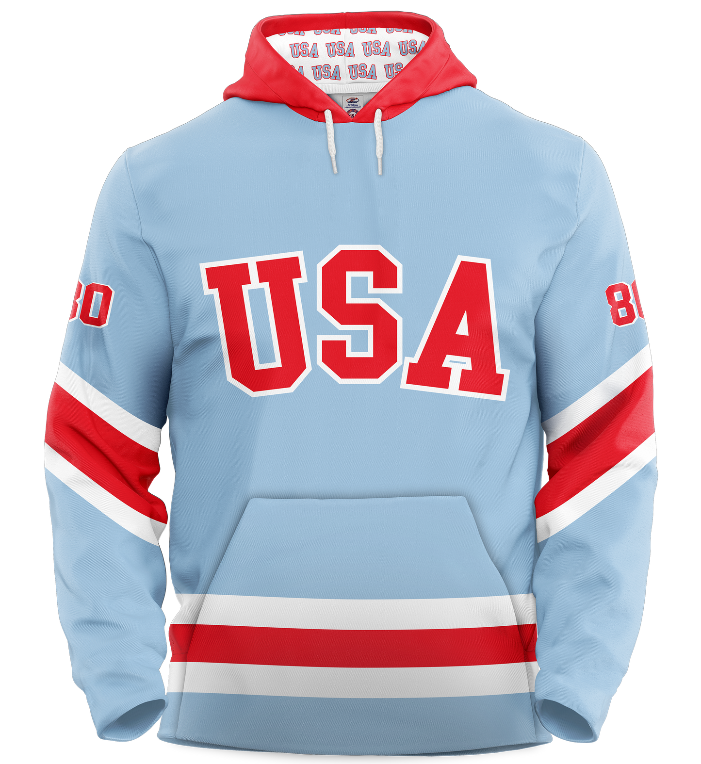 USA Hockey Miracle on Ice 1980 Authentic Hoodie Limited Edition Adult Light Blue