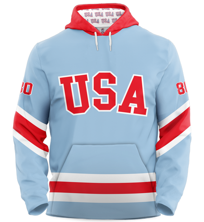 USA Hockey Miracle on Ice 1980 Authentic Hoodie Limited Edition Adult Light Blue