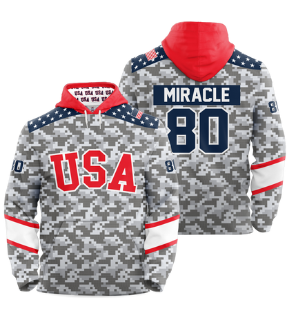 USA Hockey Miracle on Ice 1980 Authentic Hoodie Limited Edition Adult Camo