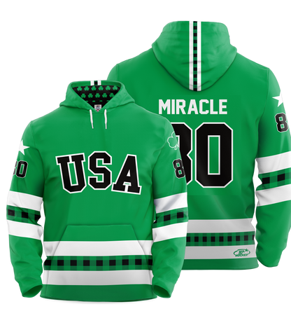 St. Patrick's Day USA Hockey Miracle on Ice Licensed Performance Hoodie L.E. Adult - Ships by March 5th