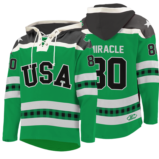 St. Patrick's Day  USA Hockey Miracle on Ice Licensed Lace Hoodie L.E. Adult- Ships by March 5th