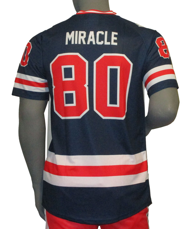 USA Hockey Adult Miracle on Ice 1980 Team Jersey Authentic Top - Blue 2XL- Navy