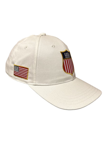 USA Hockey Shield Official Licensed Vintage White Cap