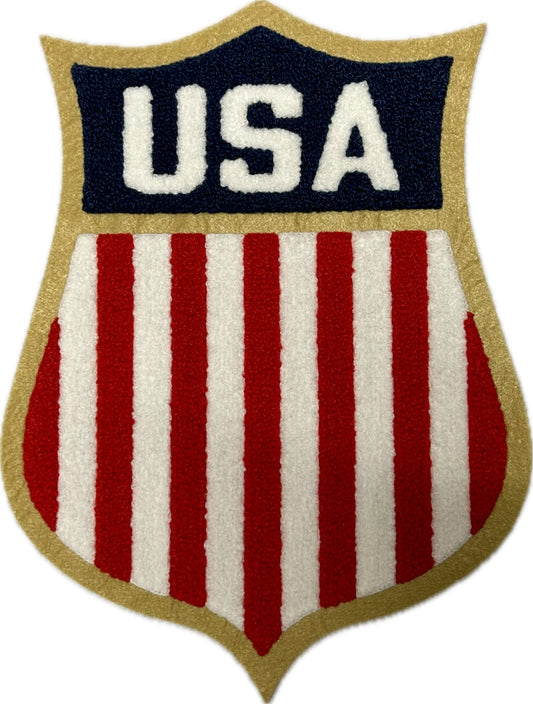 USA Hockey Shield Logo  Chenille Heat Seal Patch 10.5"X8"