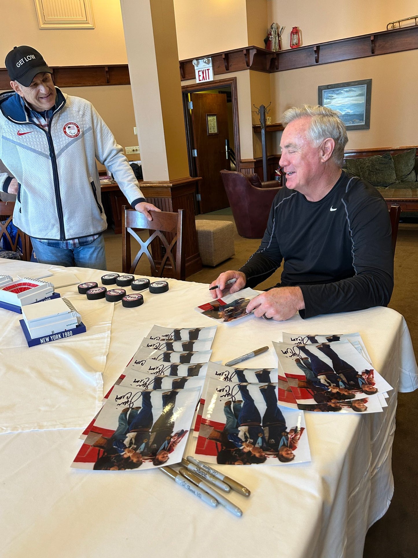 Jim Craig Signed Official Photo 8X10 Miracle on Ice 1980 USA Hockey Team Jack O'Callahan "BU" Gold Medal Celebration