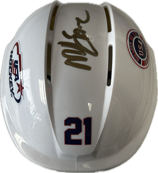 Mike Eruzione USA Hockey Miracle on Ice White Mini Hockey Helmet Hand Signed