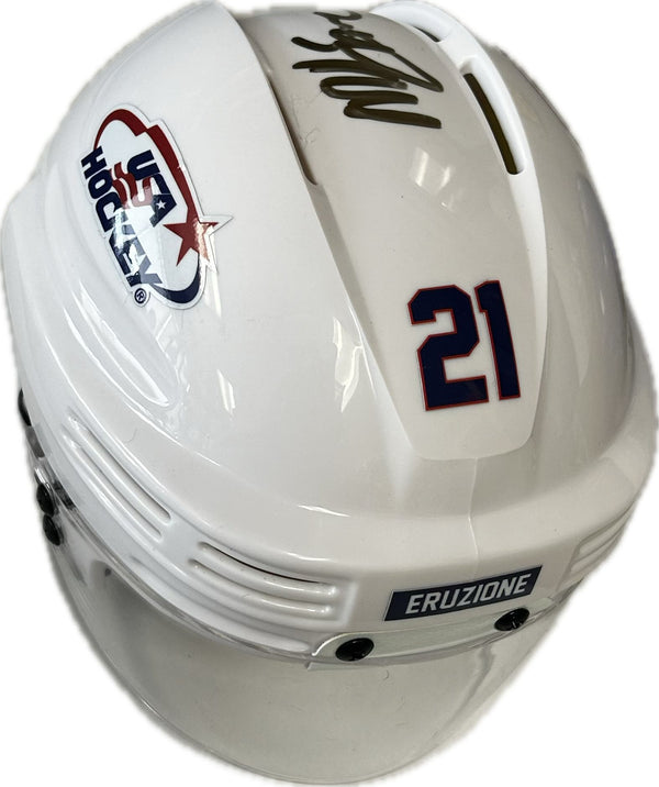 Mike Eruzione USA Hockey Miracle on Ice White Mini Hockey Helmet Hand Signed