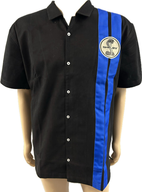 Shelby Cobra Stripe Embroidery Shirt - Black