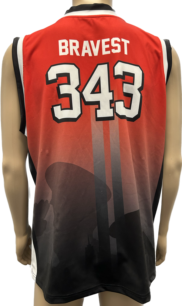 FDNY 343 Official 9/11 Memorial Basketball Jersey  to Commemorate The 343 Lives Lost - SHIP BY 12/1