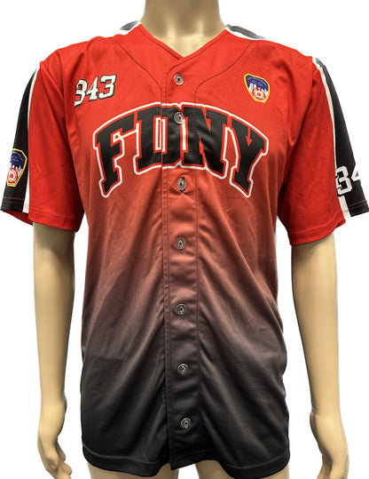 FDNY 343 Official 9/11 Memorial Baseball Jersey to Commemorate The 343 Lives Lost