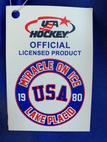 USA Hockey Miracle on Ice 1980 Jersey Authentic Adult Polar Fleece Onesie -Blue 3XL