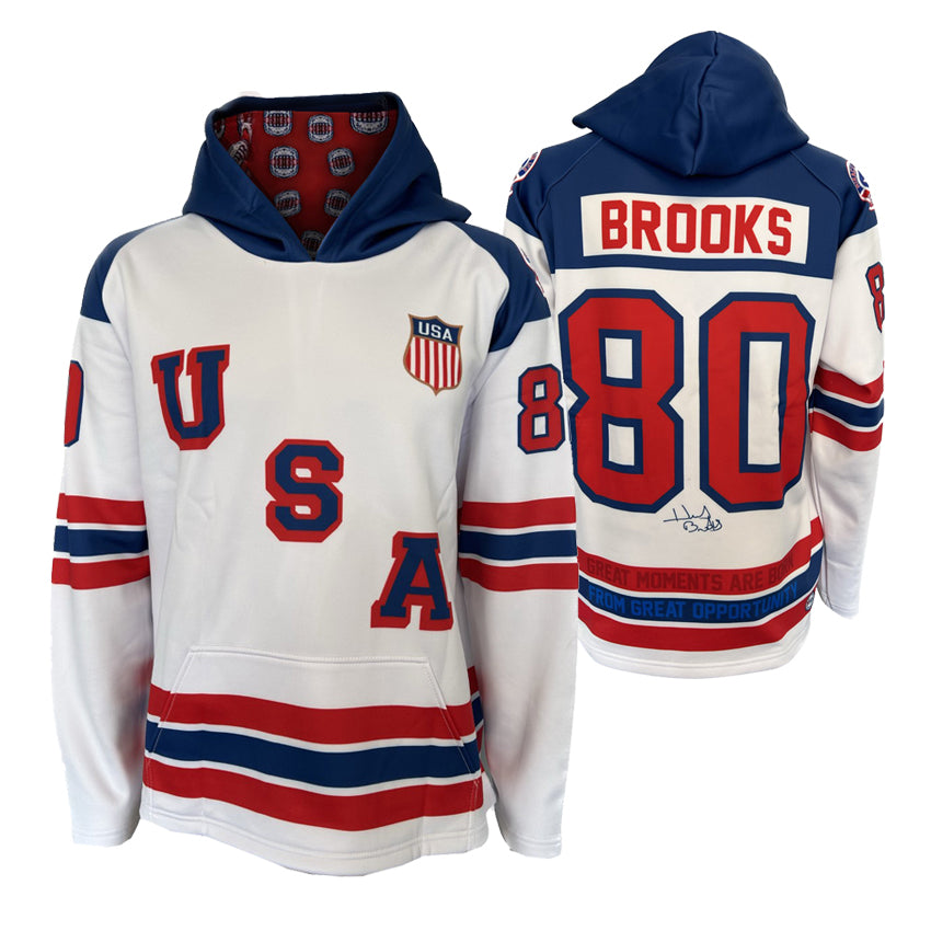 Herb Brooks 1960-1980 Great Moments Hoodie- White