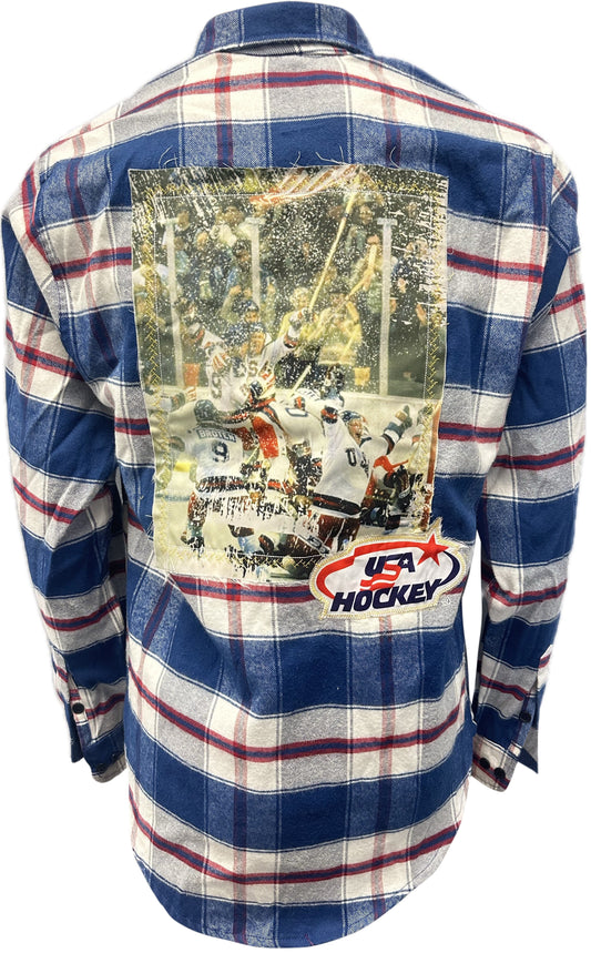 Miracle on Ice USA Hockey 1980 Team Celebration Flannel Shirt