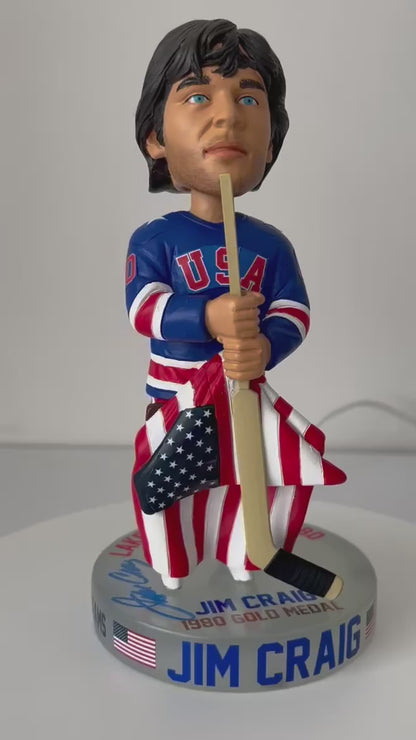 Jim Craig Signed 1980 Olympics Lake Placid Gold Medal “Miracle On Ice”.  Officially Bobblehead Edition of 144 - Ships by 9/01/25