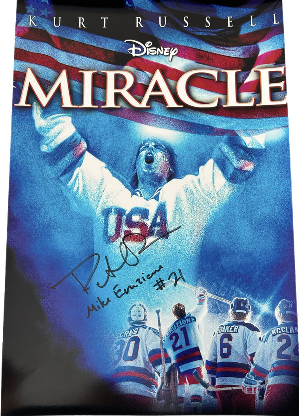 Miracle Poster Photo Signed by Patrick O’Brien Demsey ( Mike Eruzione #21 )