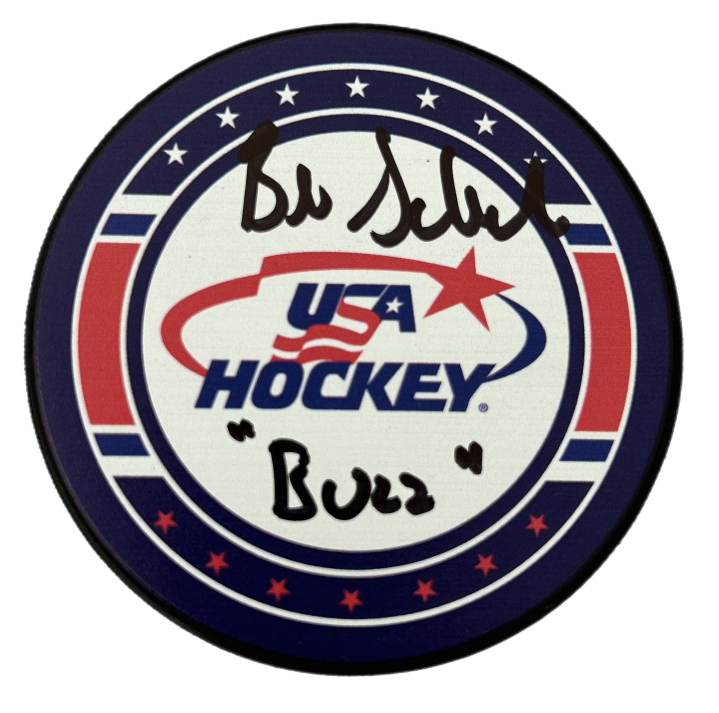 USA Hockey Puck Signed by Billy Schneider ( Buzz Schneider )