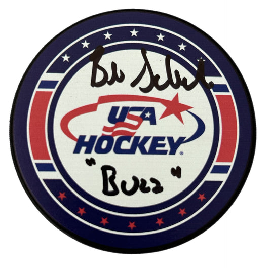 USA Hockey Puck Signed by Billy Schneider ( Buzz Schneider )