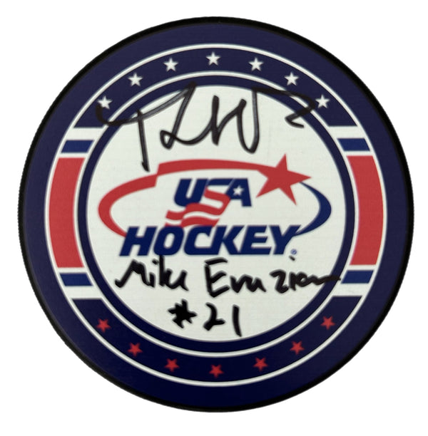 USA Hockey Puck Signed by Patrick O’Brien Demsey ( Mike Eruzione #21 )