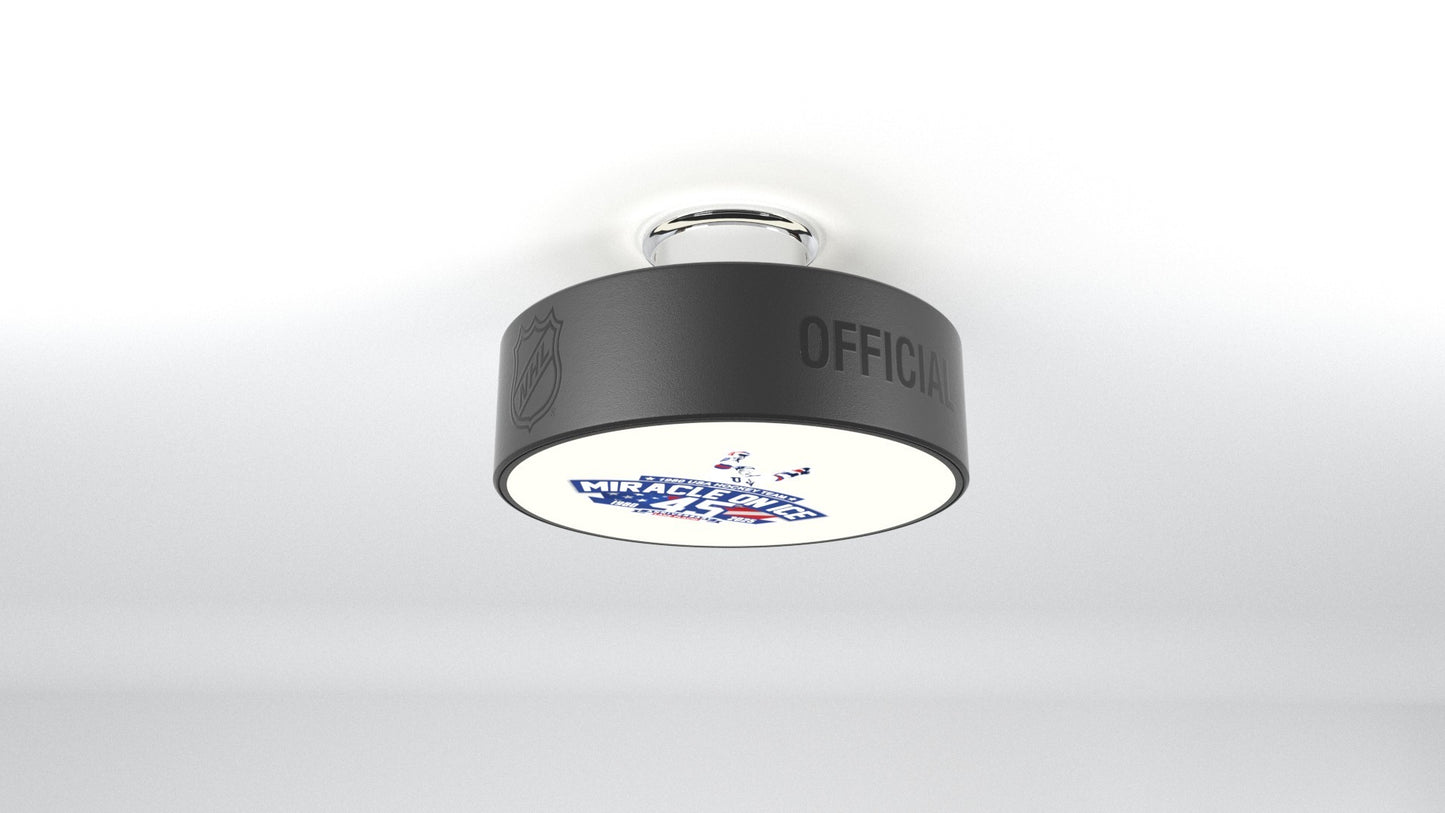 Miracle on Ice 45yrs logo Hockey Puck Light Fixture