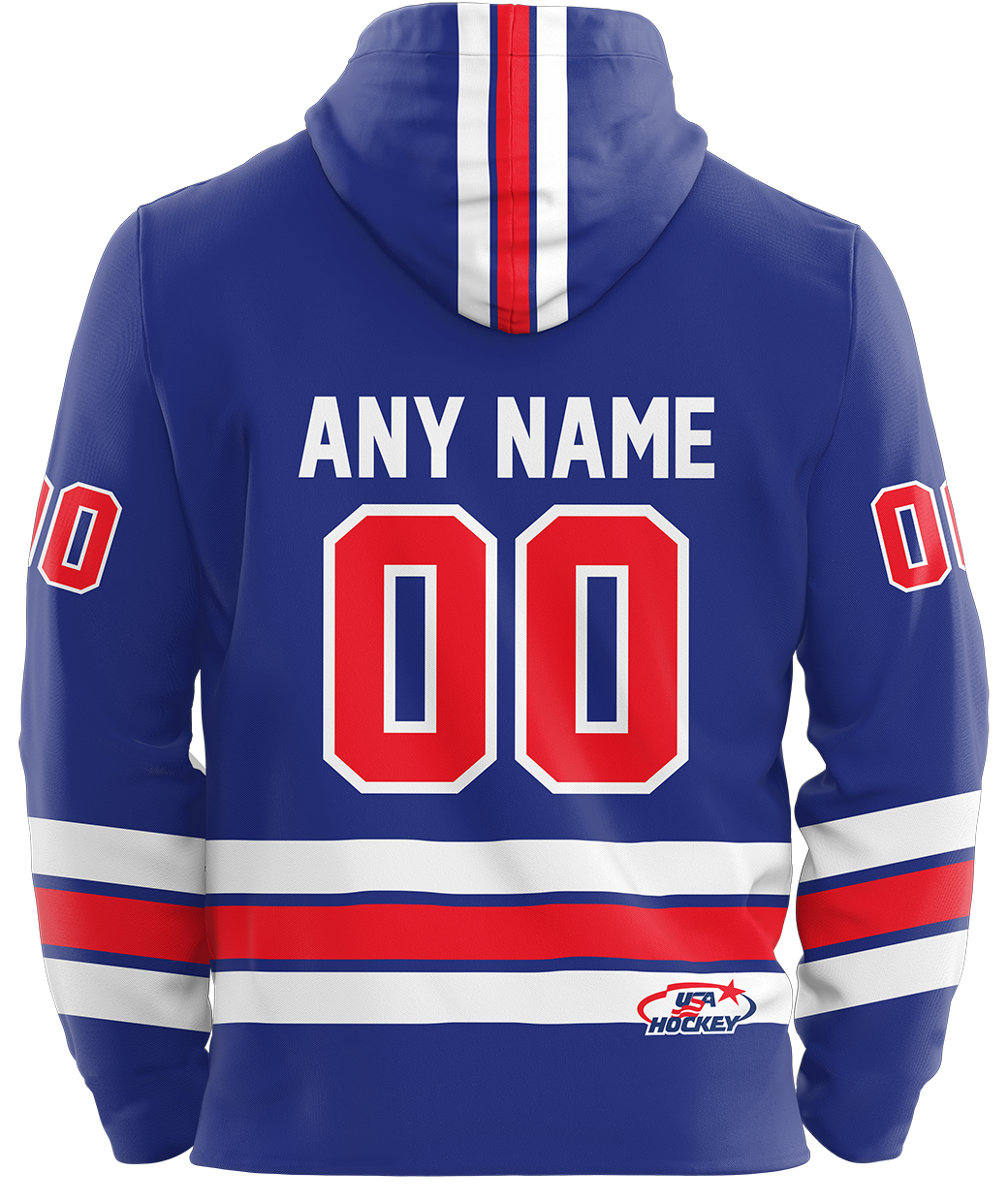 USA Hockey JERSEY Customized Hoodie Adult- Blue