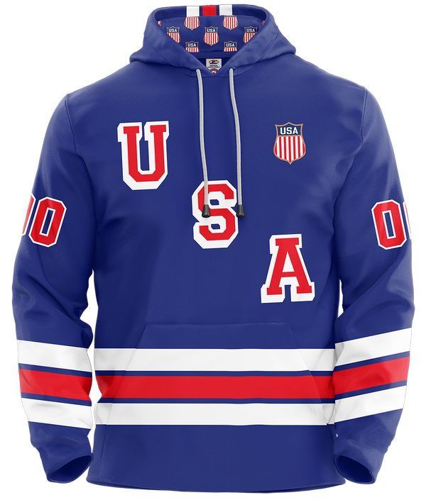 2024 Miracle on Ice USA JERSEY Customized Hoody Adult- Blue