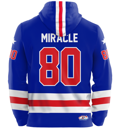 USA Hockey Miracle on Ice 1980 Authentic  Adult Hoodie - Royal