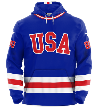 USA Hockey Miracle on Ice 1980 Authentic  Adult Hoodie - Royal