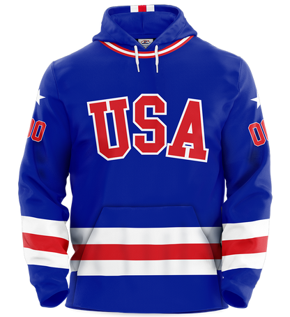 USA Hockey Miracle on Ice 1980 Official Hoodie Customized Youth - Royal