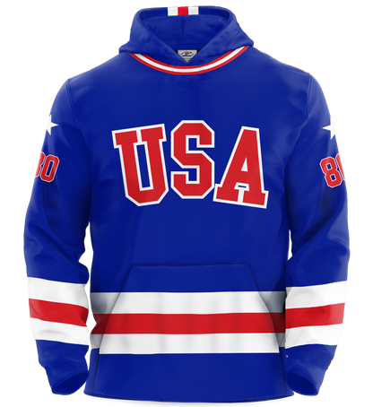 USA Hockey Miracle on Ice 1980 Jersey Authentic Hoodie Youth - Royal