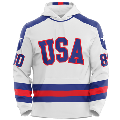 USA Hockey Miracle on Ice 1980 Jersey Authentic Hoodie Youth - White