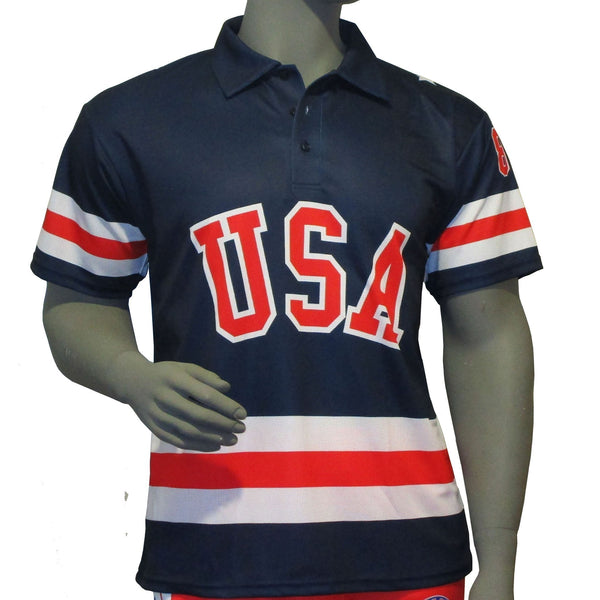 USA Hockey Adult Miracle on Ice 1980 Team Jersey Authentic Polo Blue Small
