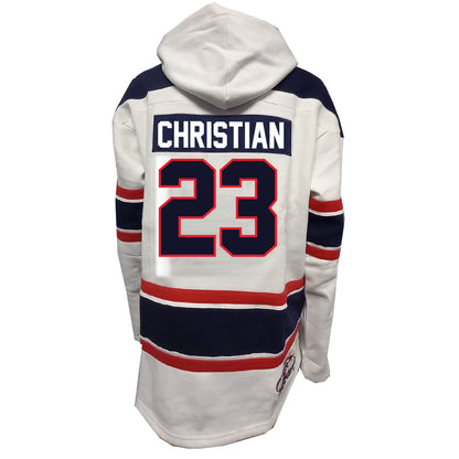 Dave Christian USA Hockey Miracle on Ice 1980 Official Lace Hoodie- White