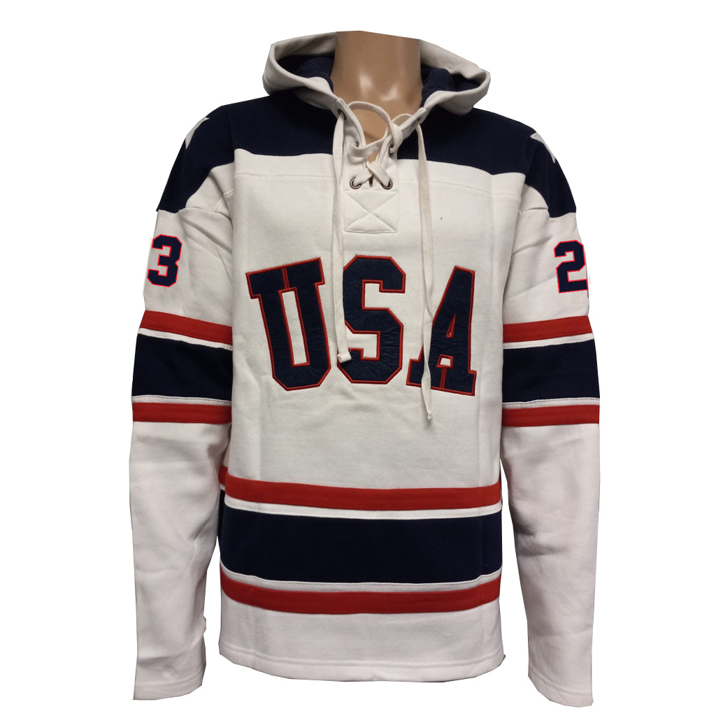 Dave Christian USA Hockey Miracle on Ice 1980 Official Lace Hoodie- White