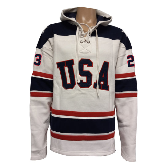Dave Christian USA Hockey Miracle on Ice 1980 Official Lace Hoodie- White