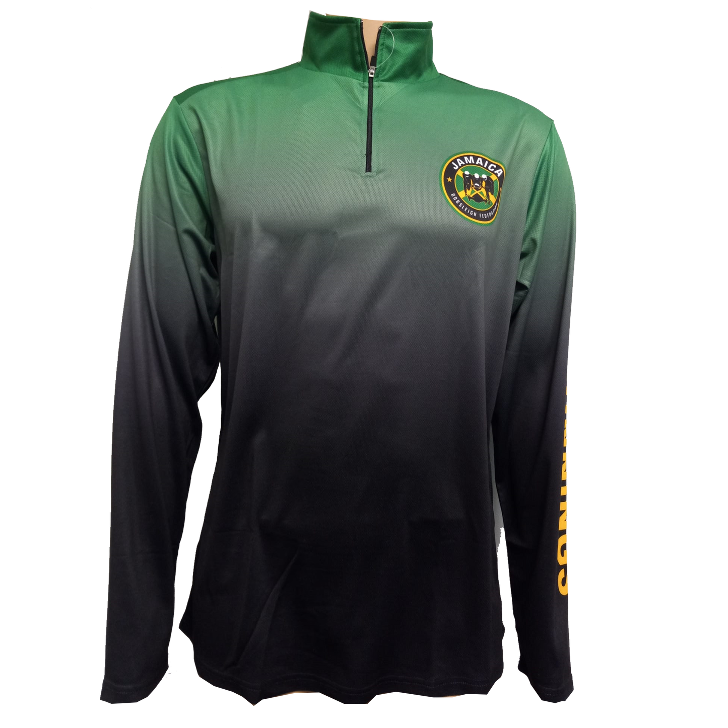 Cool Runnings Movie Jamaica Bobsled Official 1/4 Zip Performance Pullover - Green Fade