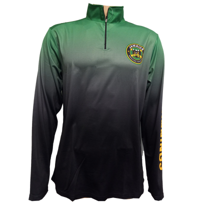 Cool Runnings Movie Jamaica Bobsled Official 1/4 Zip Performance Pullover - Green Fade