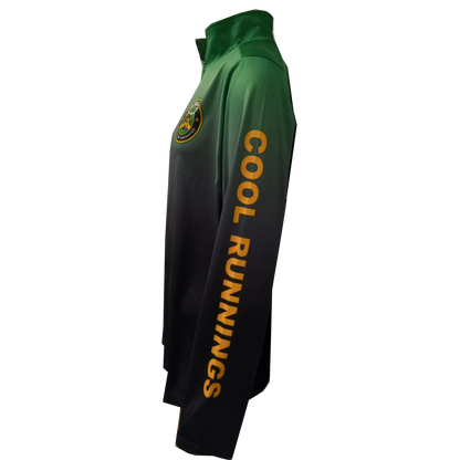 Cool Runnings Movie Jamaica Bobsled Official 1/4 Zip Performance Pullover - Green Fade