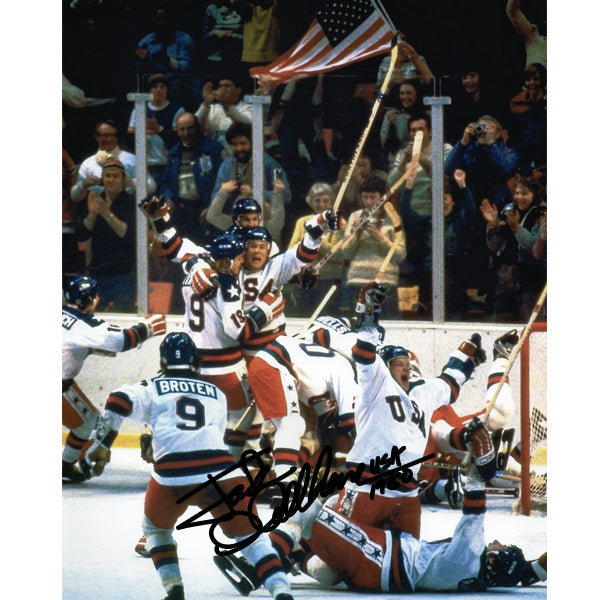 Miracle on Ice 1980 USA Hockey Team Lake Placid Celebration Photo Signed by Jack O'Callahan 16x20