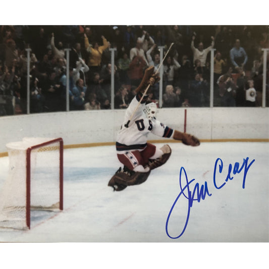 Jim Craig Miracle on Ice 1980 USA Hockey Lake Placid Official 8X10" Photo "at the Buzzer" Signed