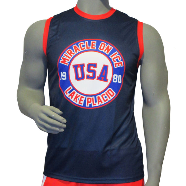 USA Hockey Miracle on Ice 1980 Team Authentic Jersey Tank Top Small- Navy
