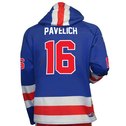 Mark Pavelich NY Rangers Hockey Team Hoodie- Royal