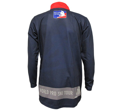 World pro ski tour  two stripe 1/4 Zip Performance Pullover - Navy